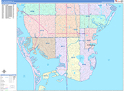 St. Petersburg  Wall Map Color Cast Style